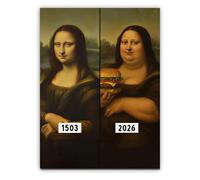 Vexilon Funny Mona Lisa Bathroom Art, Classical Mona Lisa Wall Art Decor, Exquisite Unframed Bathroom Pictures, Novel Gifts for Family, Friends & Colleagues （Fat and Thin）