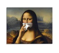 Vexilon Funny Mona Lisa Picture, Classical Mona Lisa Wall Art Decor, Exquisite Unframed Bathroom Pictures, Novel Gifts for Family, Friends & Colleagues（Cover Nose with Tissues）