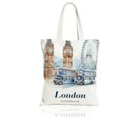 Vexilon Lightweight Stylish London City Tote Bag, Large Durable Canvas Tote Bag with Long Handle, London Souvenirs Gifts with Exquisite Patterns for Daily Use Work Shopping and Travel