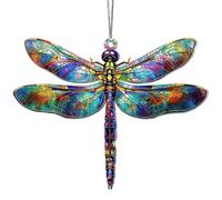 Vexilon Multicolor Dragonfly Sun Catcher, 4.7*3.5 Inch Acrylic Garden Ornament with 11.8 Inch Silver Chain, Wall Art for Garden, Corridor Decoration, Unique Dragonfly Gifts