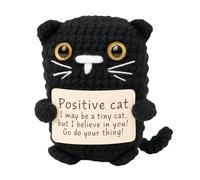 Vexilon Positive Crochet Animals, Positive Crochet Cat with Encouragement Card, Emotional Support Gift, Good Luck Gifts for Her Him Friend Colleague Teacher Families