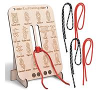 Vexilon Wooden Knot Tying Training Board Set, DIY Practice Tool with 4 Ropes & Stand, Knot Tying Practice Board, Functional Survival Equipment for Outdoor Enthusiasts, 5.5x7.9x0.1 Inches
