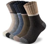 Veximora 5 Pairs Mens Wool Socks, Warm Winter Thick Thermal Crew Socks Gift | Full Terry Cushion for Ultra Warmth, Warm & Breathable & Moisture-Wicking for Walking Hiking Outdoor, Gift in Exquisite Box