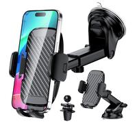 Vexloria Car Phone Holder, [Ultra Powerful Suction] Car Phone Mount, Universal Phone Holder for Dashboard & Air Vent and Windshield Suitable for All Smartphones-Black