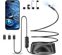 Vexloria Dual Lens Endoscope Inspection Camera, 1920p HD Inspection Camera, Borescope with 8 LEDs, IP67 Waterproof with Light for Android iOS Tablet (16.5Ft/5m)