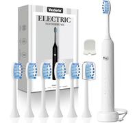 Vexloria Electric Toothbrush, Sonic Toothbrushes with 6 Brush Heads and 5 Modes, Up to 70 Days of use on a Single Charge, Electric Toothbrush with Smart Timer, White