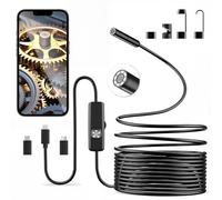 Vexloria Endoscope Inspection Camera, 1920 HD Flexible Rigid Snake Inspection Camera, 7.9mm Adjustable IP67 Waterproof Tube Sink Pipe Drain Endoscope for Android and iOS(16.4 ft/5m)