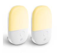 Vexloria Plug-in Night Light, Automatic Dusk to Dawn Sensor, 2700K Warm White LED for Kids' Bedroom, Hallway, Bathroom - 2-Pack