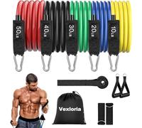Vexloria Resistance Bands Set with Handles, Exercise Bands Stackable up to 150lbs, Gym Bands with Door Anchor & Ankle & Carry Bag for Men and Women Fitness, Strength Training Home Gym Equipment, Grey