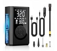 Vexloria Tyre Inflator Cordless Air Compressor, Portable Electric Bike Pump 150 PSI, Tyre Pump with Pressure Gauge & LED Light for Car, Bicycle, Motorbike, Ball - Digital Dual Values Display