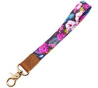 VEXMOTT Wrist Neck Lanyard Key Chain Wristlet Strap Keychain Holder with Metal Ring & Genuine Leather for Wallet Cell Phone Camera ID Badge Camera Women Men