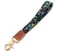 VEXMOTT Wrist Neck Lanyard Key Chain Wristlet Strap Keychain Holder with Metal Ring & Genuine Leather for Wallet Cell Phone Camera ID Badge Camera Women Men