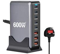 VexNook 600W GaN3 USB Fast Charging Station - Multi-port Charger Block, 8×USB Ports (140W/100W/30W) - Compact Multi-Device Charger for Laptops, iPhone 15/16, Galaxy, PS5
