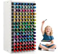 VexNook Art Markers Storage Rack 120 Slots - [NOT PVC], Upgraded Wood Pencil Holder, Modular & Customizable Marker Organizer, Strong and Stable, Suitable for Various Markers, Pens and Pencils [White]