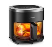 Vexon 6-IN-1 Glass Air Fryer,4.5QT Air Fryer with Viewing Glass Pot, Air Fry, Roast, Reheat, Dehydrate, Air Crisp Technology,Nonstick & Dishwasher Safe Basket,97% Less Oil,Features Digital Timer
