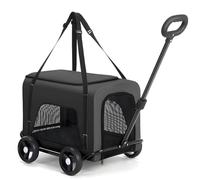 Vexorium 2-1 Dog Pram for Small Dogs, Detachable Pet Backpack Portable Rolling Folding Cat Dog Pushchair Stroller Carrier, Dog Trolleys with Wheels for Outdoor,Black