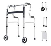 Vexorium Elderly Walker Frame - Aluminum Stable Step Handrail Walker Frame with Wheels, Adjustable Height Walker for Elderly, Wheels with Bearings,with seat plate