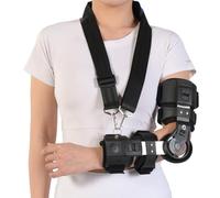 Vexorium Post-Operative Elbow Brace, Hinged Arm Immobilizer with Adjustable Angle & Length Lightweight Metal Frame Arm Support with Shoulder Strap for Surgery Recovery,Left
