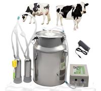 Vexorium Rechargeable Electric Cow Milking Machine - Pulsation Cattle Milker with Stainless Steel Bucket, Silicone Tube, Auto Stop, Battery Powered,10L
