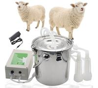 Vexorium Rechargeable Electric Goat Milking Machine-Pulsation Sheep & Goat Milker with Stainless Steel Bucket, Silicone Tube, Auto Stop, Battery Powered,5L