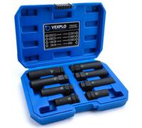 VEXPLO Spline Lug Nut Socket Set, 8 Piece SAE & Metric Locking Lug Nut Removal Tool, Wheel Lock Removal Kit for Easy Removing of Aftermarket & Factory Wheel Lug Nuts