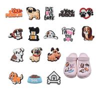 Vexquivera 16PCS Durable Water Proof Shoe Decoration Cute Shoe Charms Animals Dog Shoe Accessory to Decorate Shoes Sandals Slippers Bracelet Wristband Accessories Birthday Party Gifts Teens Girl