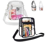 Vexquivera 2 Pack Clear Crossbody Bags, Adult Unisex, Black, 8.17" x 5.91" x 0.98", Clear Cross Body Bag with Adjustable Strap, Stadium Approved, Waterproof, Transparent Design, Water Resistant
