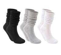 Vexquivera 3 Pairs slouch socks Women's slouch Sock hue slouch Socks White Crew Socks Women Medium Length Warm for Autumn and Winter white Fluffy Socks Warm and Fluffy Socks ladies boot socks
