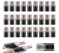 Vexquivera 30pcs Double Wire Push In Connector With Locking Buckle, 2 Pin, Black, Nylon, For Strip Lights
