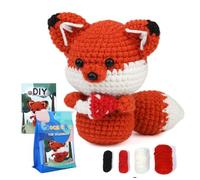 Vexthorion Beginners Crochet Kit - Complete Fox Crochet Kit with Cotton-Nylon Blend Yarn,Crochet Hook,Step Instruction Book Video Tutorials for Adults,Beginners,Animal Lovers DIY Craft Gifts (Fox)