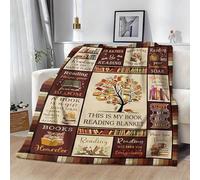 Vexthorion Book Lover Gifts,Reading Blanket 150x100Cm,Literary Lover Flannel Throw Blanket Gift Ideas,Bedroom Sofa Library Throw Book Gifts Best Bookworm Present On Birthday Student School (Brown)