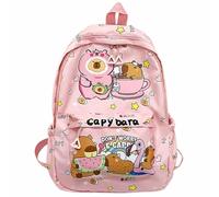 Vexthorion Capybara Backpack School Bag,Cartoon Animal Backpack, Gift for Boys Girls, Adorable Rucksack,Lightweight & Durable, Ideal for School, Travel & Gifts,Khaki Brown (pink)