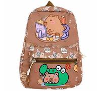 Vexthorion Capybara Backpack School Bag,Cartoon Animal Backpack, Gift for Boys Girls, Adorable Rucksack,Lightweight & Durable, Ideal for School, Travel & Gifts,Khaki Brown (Khaki2)