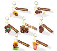 Vexthorion Capybara Keychains - 7pcs Capybara Key Ring, Cartoon Animal Figure Keyring Pendant For Backpack Capybara Car Key Holder Cute Backpack Bag Keychain Charm Kids Gifts Brown (7C)