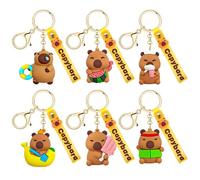 Vexthorion Capybara Keychains Keychains 6pcs,Capibara Figure Keyring,Funny Cute Animals Doll Silicone Key Chain,Small Pendant Soft Glue Animal Accessories For Bag, Schoolbag, Handbag