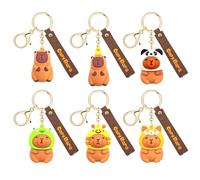 Vexthorion Capybara Keychains Keychains 6pcs,Capibara Figure Keyring,Funny Cute Animals Doll Silicone Key Chain,Small Pendant Soft Glue Animal Accessories For Bag, Schoolbag, Handbag