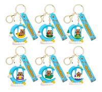 Vexthorion Capybara Keychains Keychains 6pcs,Capibara Figure Keyring,Funny Cute Animals Doll Silicone Key Chain,Small Pendant Soft Glue Animal Accessories For Bag, Schoolbag,Handbag Blue