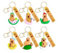 Vexthorion Capybara Keychains Keychains 6pcs,Capibara Figure Keyring,Funny Cute Animals Doll Silicone Key Chain,Small Pendant Soft Glue Animal Accessories For Bag, Schoolbag, Handbag