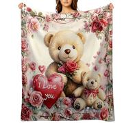 Vexthorion Cozy Soft Teddy Bear Flannel Blanket For Women & Men,Bed Sofa Throw Blanket 150x100cm,Mother's Day Birthday For Her,Him,Couples Family And Movie NightsRose