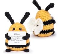 Vexthorion Handmade Crocheted Bee Plush Toy, Positive Crochet Animals, Adorable Knitted Desk Decoration Inspiration Motivational Cute Plush, uplifting Gift for Home & Office