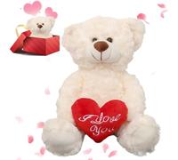 Vexthorion Love Teddy Bears Plush, Bears Plush Toy With Rose, Stuffed Pillow Doll,Gifts for Kids Girlfriends Boyfrieds,Cute Bear Plush Toys for Valentine's Day white