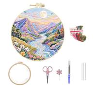 Vexthorion Nature Landscape Cross Stitch Kit for Adults, Complete Embroidery Starter Set with Patterns Threads Needles, Relaxing Craft Hobby Gift for Women (Purple)
