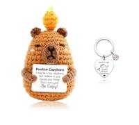 Vexthorion Positive Crochet Animal With Funny Keychains Set 2pcs, Handmade Knitted Animals Doll,Emotional Support Gift With Positive Card Birthday Gift For Women Men Family Friends (Capibara)