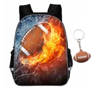 Vexthorion Soccer Print School Bag,Rugby Backpack for Boys,Casual Sport Daypack Primary School Large Capacity Bookbags, Includes a Laptop Pocket 2pcs (6)