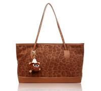 Vexthorion Tote Bag For Women,Leopard Print Bag With Zipper Keychain,Spacious Work Laptop Capacity Shoulder Handbag For College School Travel & Shopping Pocket For Women Girls (Brown)