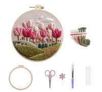Vexthorion Tulip Embroidery Kit for Beginners,DIY Hand Embroidery Set with Flower Tulip Patterns,Including Thread Needles,Ideal for Relaxation,Craft Sewing Gift for Women Teens Girls