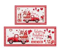 Vexthorion Valentine's Day rug,Valentine's Day Gnome Rug,Holiday Decorative Non Slip Rectangle,Doormats Floor Mat for Home Entrance Porch,Red Heart Gnome Welcome Door Mats,2pcs (red3)