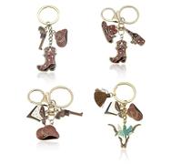 Vexthorion Western Cowboy Hat Boot Keychain, Unique Cowboy Keyring for Car Keys Backpack Handbag, Perfect Cowgirl Gifts Birthday Presents for Women Men Brown