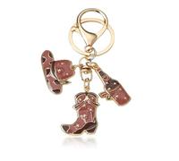 Vexthorion Western Cowboy Hat Boot Keychain, Unique Cowboy Keyring for Car Keys Backpack Handbag, Perfect Cowgirl Gifts Birthday Presents for Women Men Brown