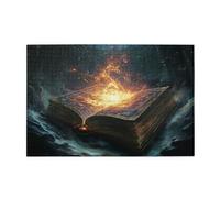 Vextrovia 1000 Piece Wooden Jigsaw Puzzle, Mysterious Glowing spellbook in Library, Brain-stimulating Activity for Adults, Peaceful Stress Relief, Collector's Gift for Book Lovers